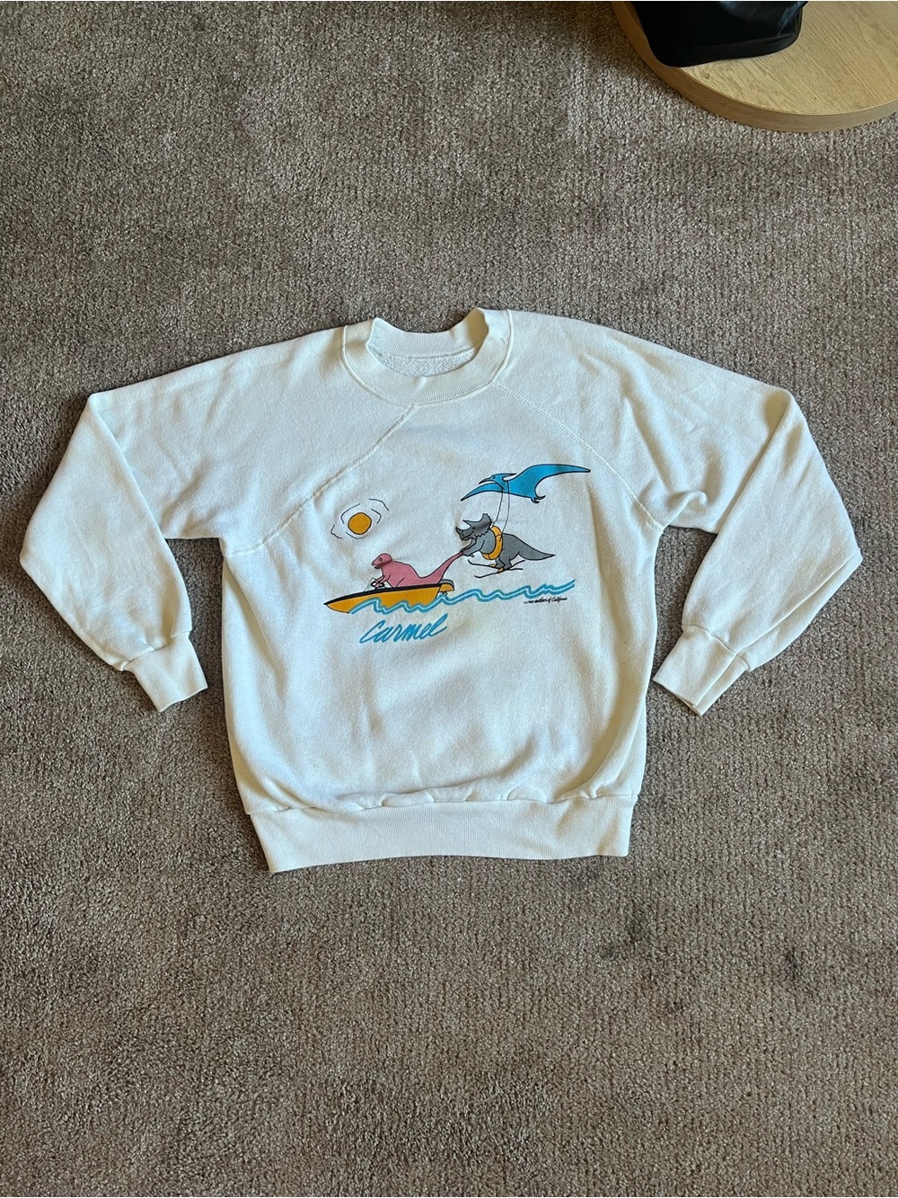 VTG 80’s Dinosaur Art White Crewneck Sweater